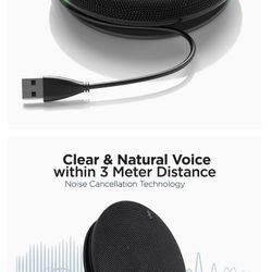 Bluetooth Conference Speaker with Microphone | 360-Degree Voice Pickup & Noise Canceling Conference Room Omnidirectional Microphone | USB Conference M