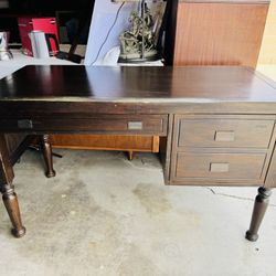 World Market Solid Wood Desk w/ Drawers & Keyboard Tray