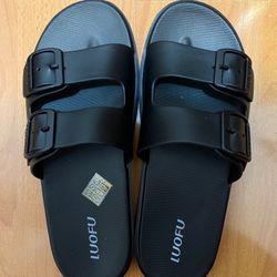 *NEW* Birkenstock Style Men's Size 8 Black Slippers/Sandals