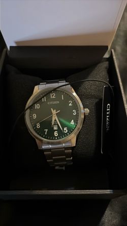 Citizen Men's Quartz Green Dial Stainless Steel Watch (Model: BI1031-51X).