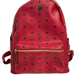 MCM Stark Pyramid Studs Red Backpack 
