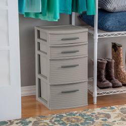 4 Drawer Weave Tower Dark Gray - Brightroom™: Plastic Storage Organizer, Portable Utility Drawers, Universal Storage