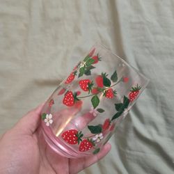Strawberry Print Cup with Gems 
