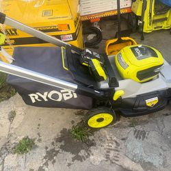 Lawn Mower Ryobi self propelled C/W 6ah Battery & Fast Charge As Is