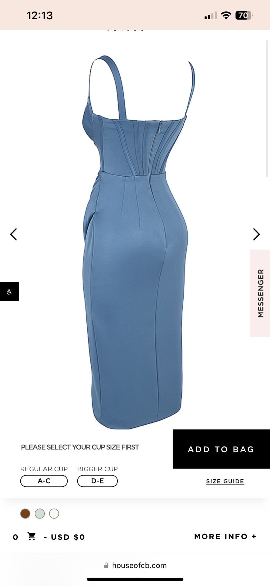 BLUE SATIN CORSET MIDI DRESS