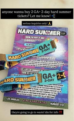 2 HARD SUMMER GA+ 2-day tickets