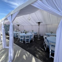Blue flower wall, dessert cart,