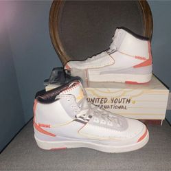Nike Air Jordan 2 Maison Chateau Rouge White Orange High Top Men's Sneakers