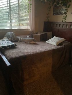 Twin full bed frame mattress and 2 nightstand