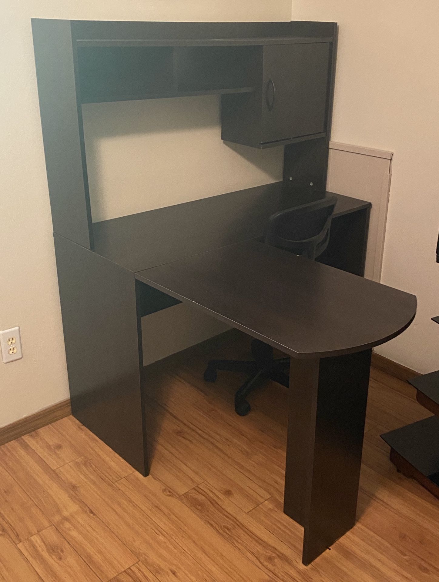 Black L Shaped Desk and chair - Like New