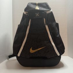 NIKE ELITE Black/Gold Swoosh QUAD ZIP SYSTEM BACKPACK Basketball Hoops Gym Bag