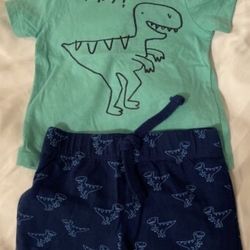Unisex Dinosaur Print T-shirt/Shorts Set 0-3 Months BNWOT