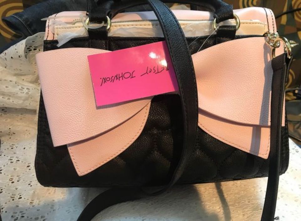 Betsey Johnson Blush Pink Bow Satchel With Pouch, Crossbody