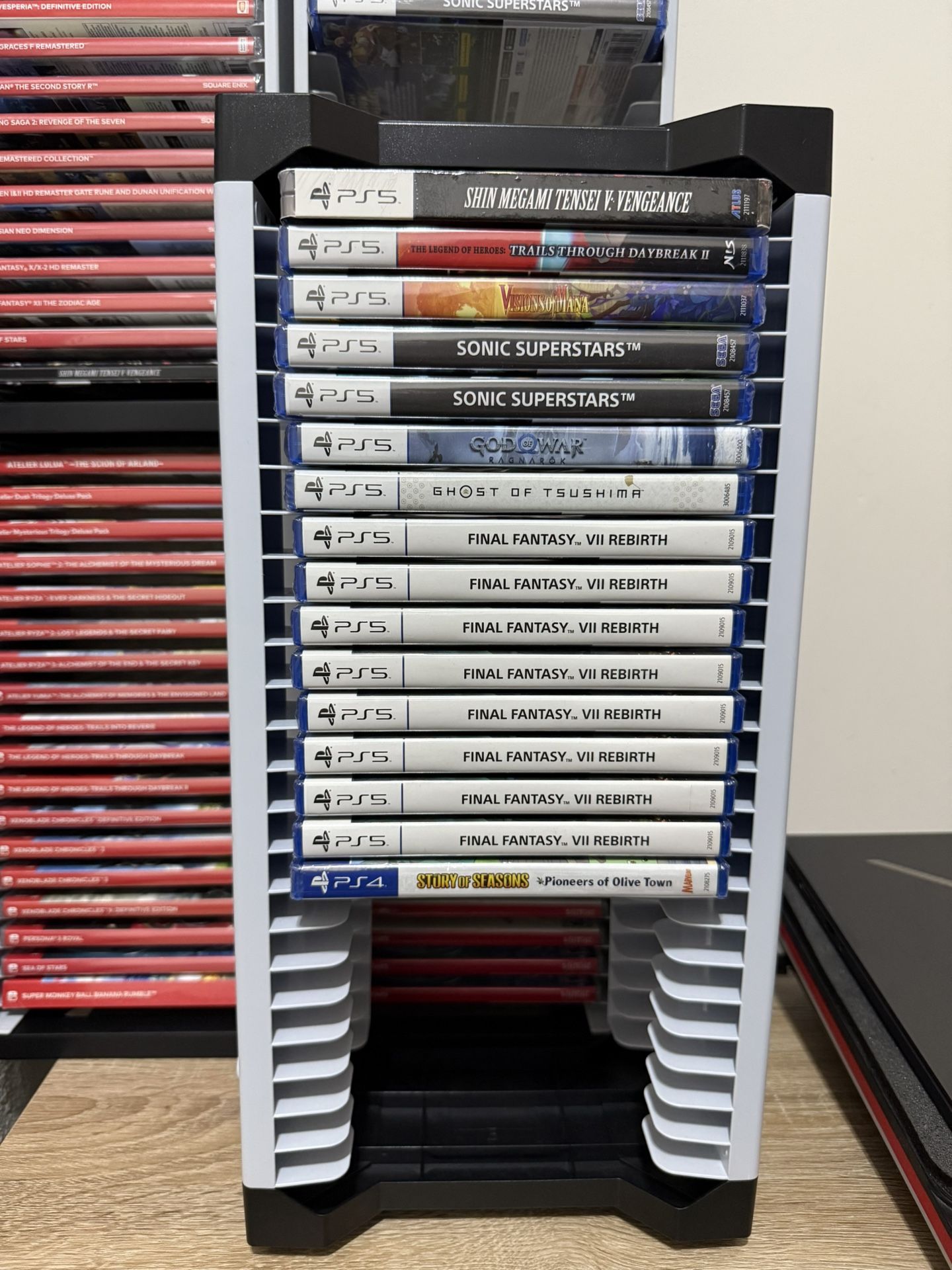 White Game Case Tower Rack For PS5 / Xbox / Switch