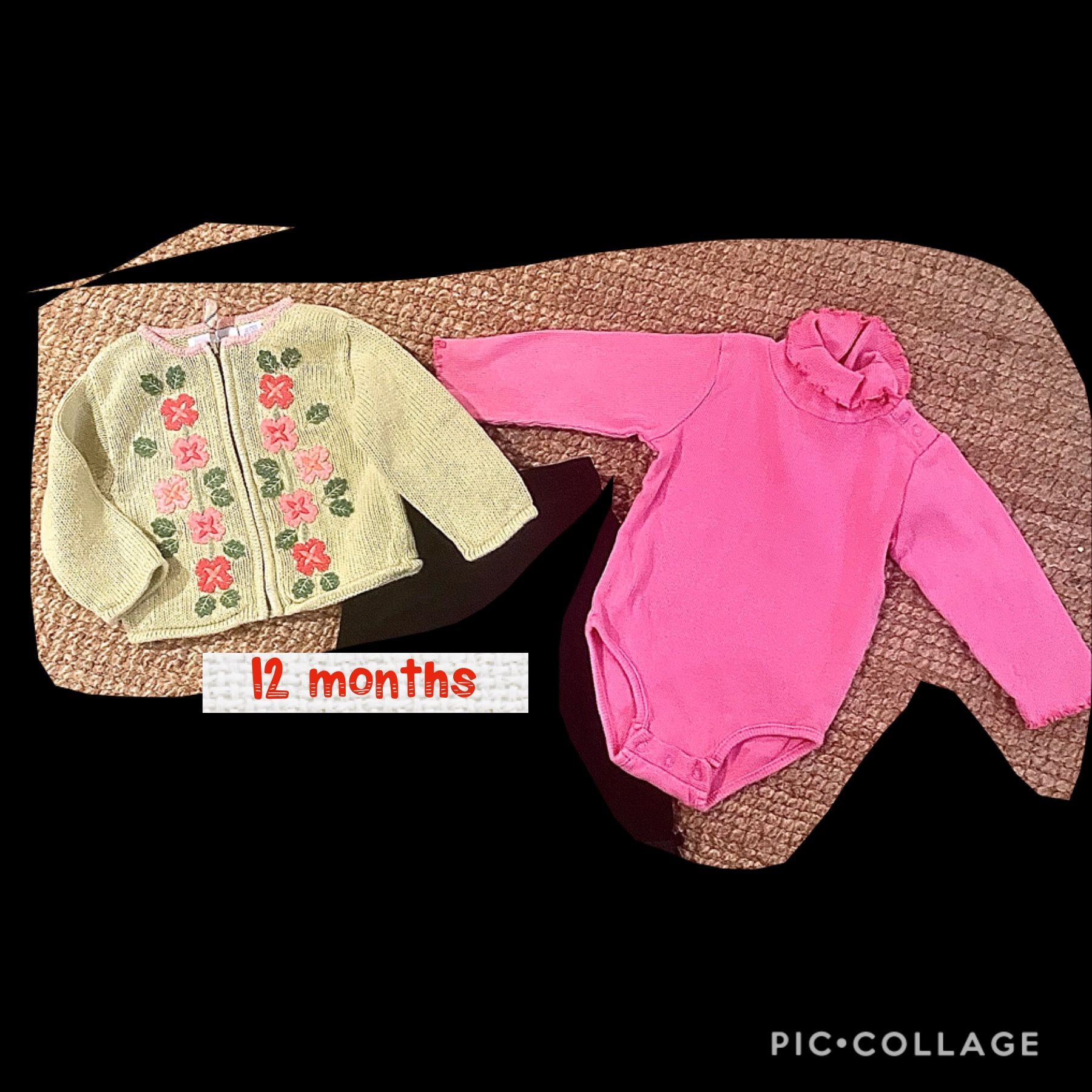 12 Month Girl Ribbed Turtleneck, Onesie, Lettuce, Ruffle, Trim Heartstrings, Zip Sweater, Cotton & R Bamboo