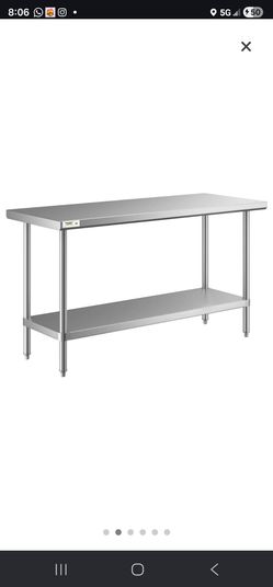 Used Regency 24" x 60" All 18-Gauge 430 Stainless Steel Commercial Work Table with Undershelf