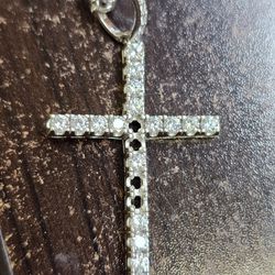 Silver Chain With Zirconium Stones Cross