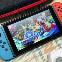 Nintendo Switch 32GB V2 Console System Neon Red Blue Tested And Working 0414