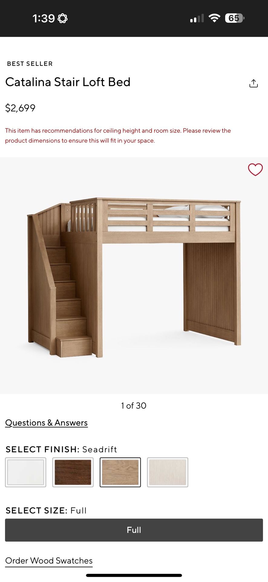 Pottery Barn Full Size Kids Loft Bed