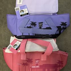 Trader Joes Lavender & Pink  Lunch Bag New With Tags