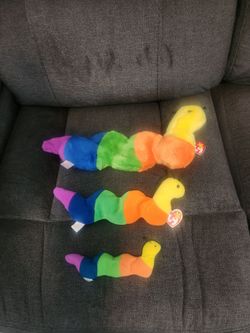3 piece beanie baby colorful worm set