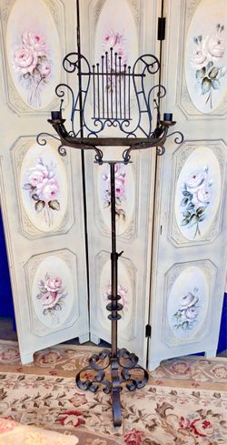 Antique Heavy Wrought Iron Sheet Music Stand or Book