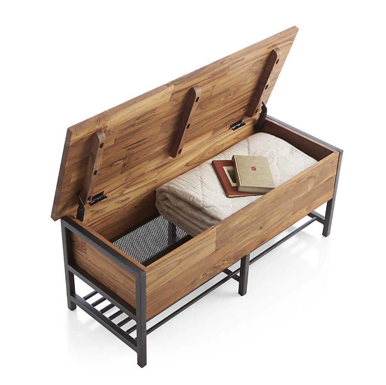 Crate & Barrel Teca Storage Trunk Bench