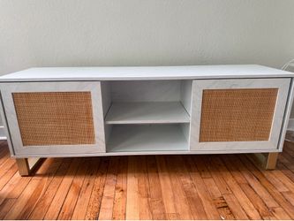 White and Wicker TV Stand