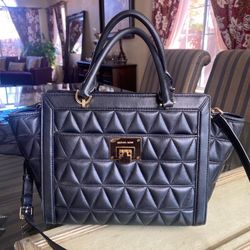 Michael Kors Vivianne Black Leather Crossbody Purse 