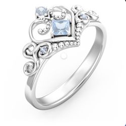 Silver Aquamarine Promise Ring 