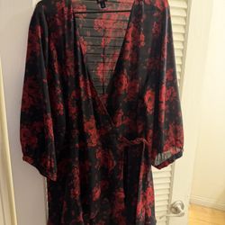 Black And Red Wrap Blouse
