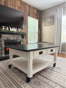 2-Piece Farmhouse Living Room Table Set (Coffee Table & End Table) - Moving Sale