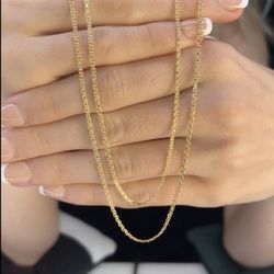 24in 2mm 10k Real Italian Gold Bizmark Chain Necklace Lobster Clasp