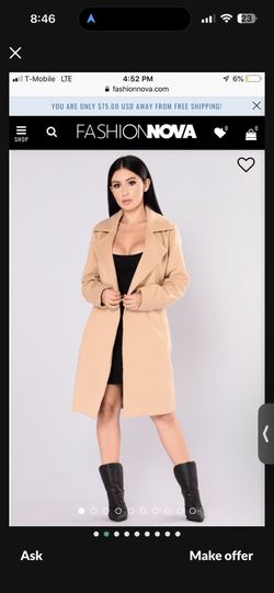 Fashion Nova Upper Eat Side Coat X-small And Small 