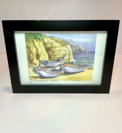J. Serrano Signed Limited Edition Print 33/180 2001 Coastal Boats Framed Artwork