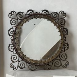 Antique Heavy Brass Mirror 