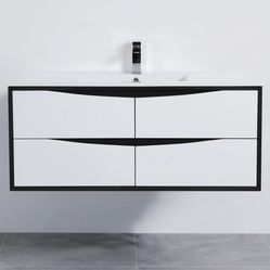 Single Bathroom Vanity with Ceramic Top 59" × 18-1/8" × 20-1/2"