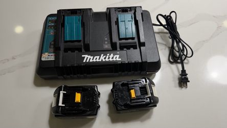 Makita double charger DC18RD plus  (2) Makita 4.0 AH