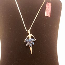 BETSEY JOHNSON PENDANT Ballerina Silver Chain NWCKLACE 