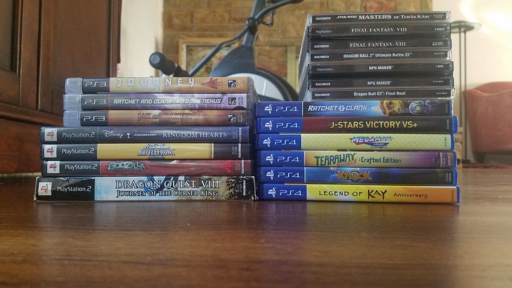 18 PlayStation Games (PS1, PS2, PS3, PS4) (Ratchet & Clank, Megaman, Godzilla)