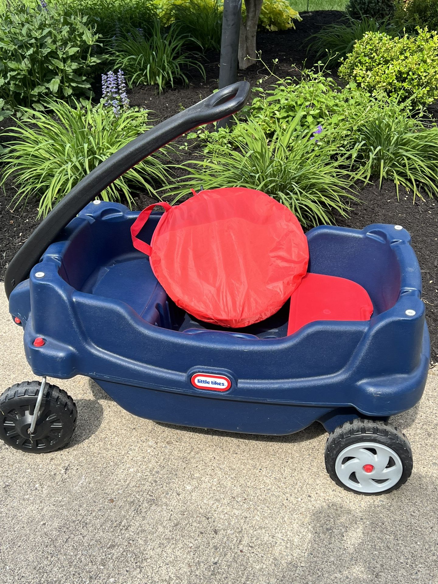 Little Tikes Blue Wagon with Canopy in good shape! (Canopy in bag in picture).