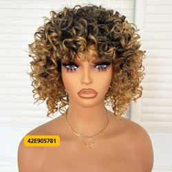 6" Ombre Blonde Kinky Curly Wig for Women Party Daily Cosplay #42E905781