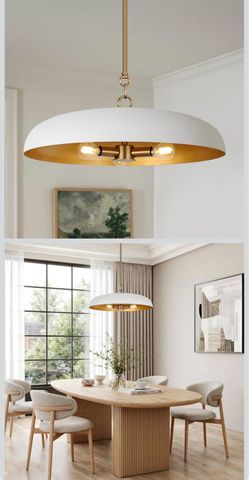 LamQee 20” White & Gold 3-Light Pendant Chandelier