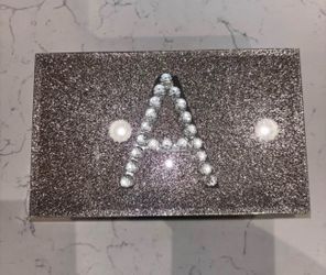 Gold Glitter “A” Jewelry Box