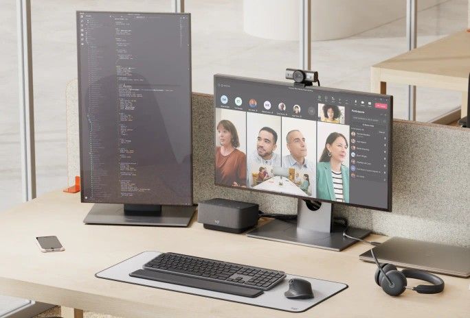 Excellent Condition! Logitech - Logi Dock All-in One Laptop Docking Station with Speakerphone for Zoom, Google Meet, Google Voice with 230W Power Adap