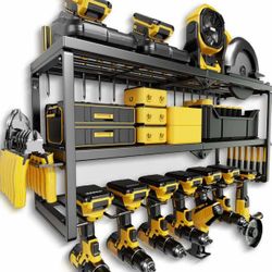 Power Tool Organizer, 7 Drill Holder for Tool Organizer, Storage and Organization for Garage, Heavy Duty Metal Tool Shelf Utility Rack for Cordless Po