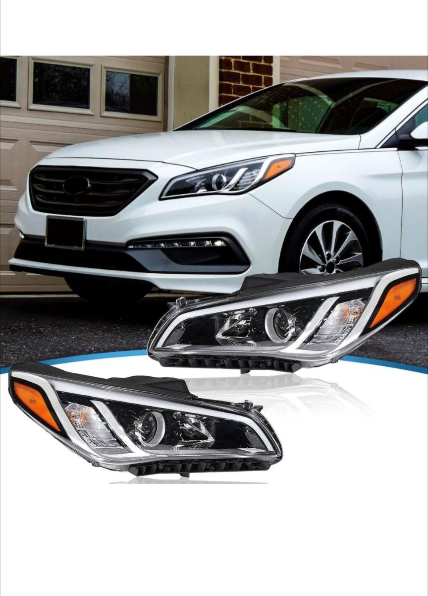 Compatible With Hyundai 2016-2017 Sonata SE Halogen Headlight Assembly w/Bulbs, CAPA Certified, Left & Right Side.