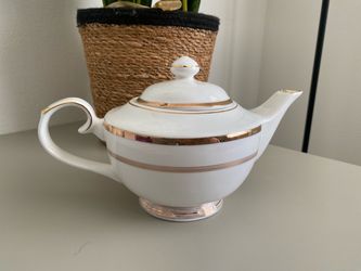 Elegant White & Gold Porcelain Teapot