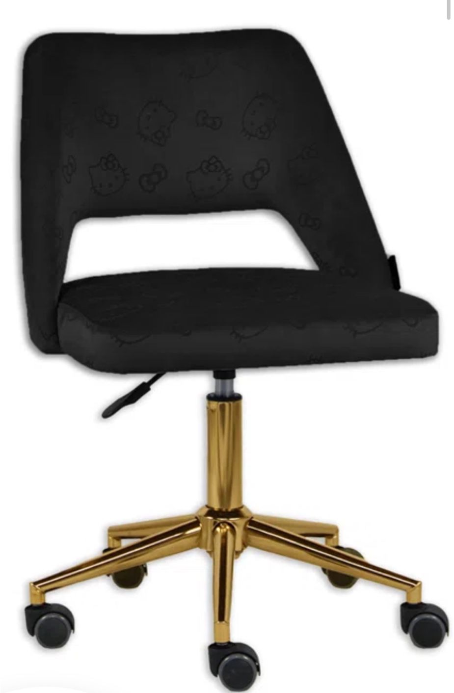 Hello Kitty Suede Black And Gold Rolling Chair 
