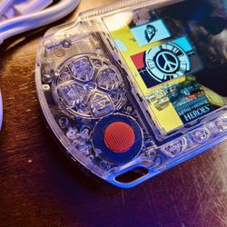 SICK PSP 1000 with USB-C, MASSIVE 4000mah BATTERY MOD, CLEAR SHELL, 128microSD card